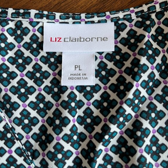 EUC Liz Claiborne Blouse Elbow Length PL Petite Large - Picture 11 of 13